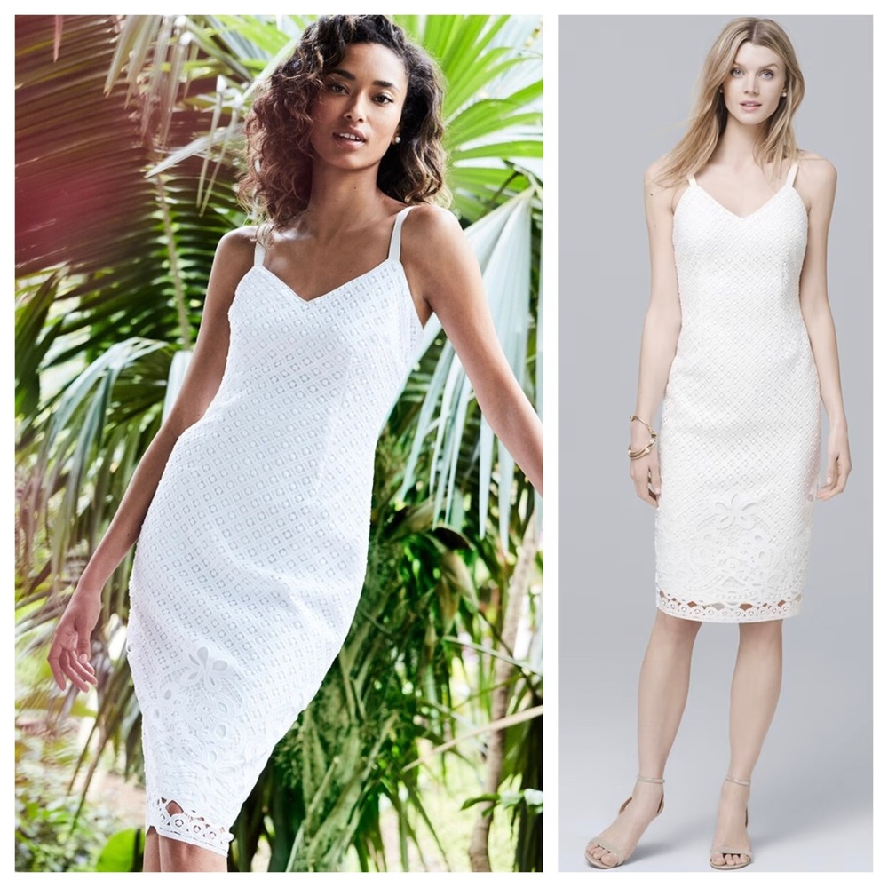 WHBM Sleeveless White Lace Sheath Dress 2